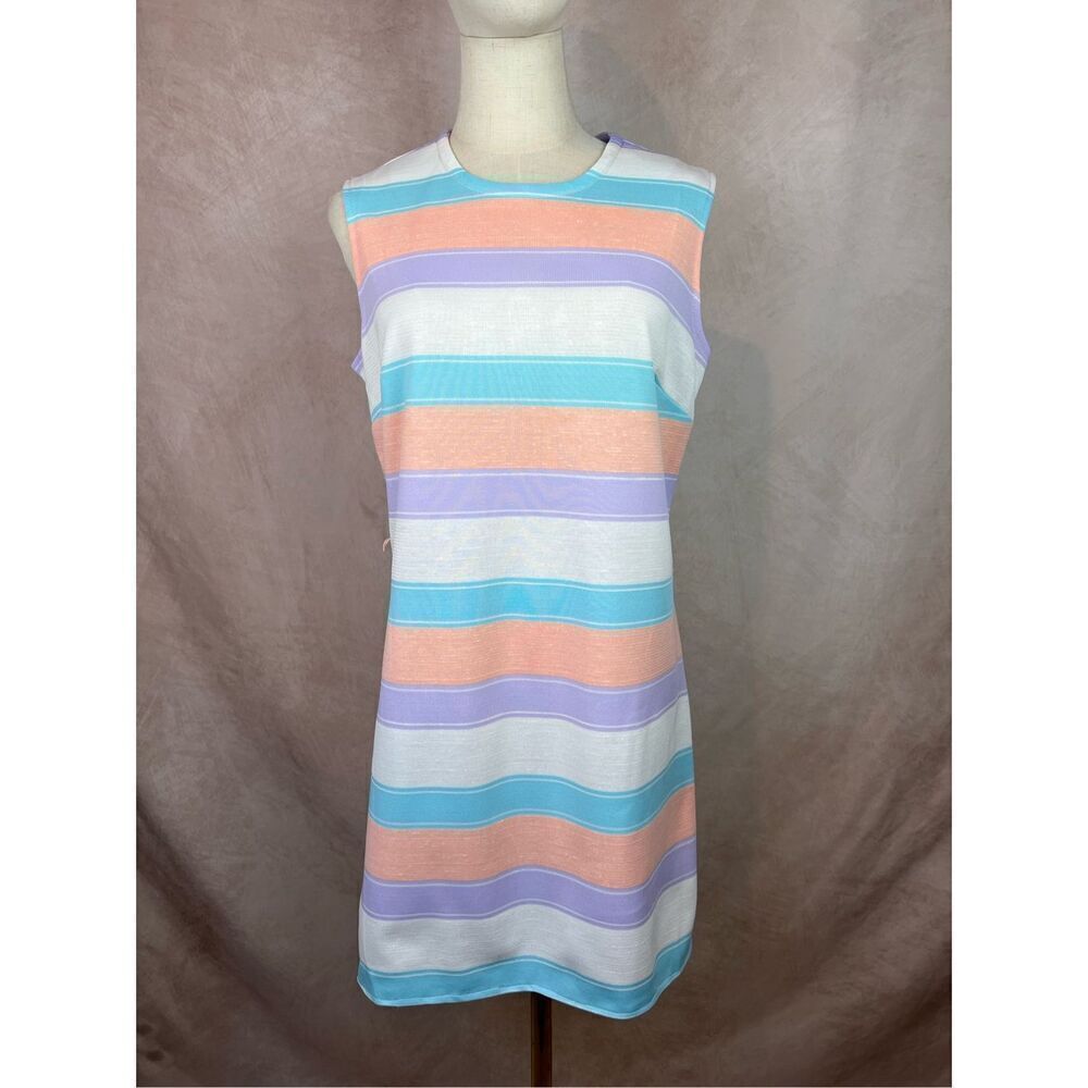 Vintage 60s/70s Pastel Striped Dress Mod MCM